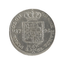 2 gold crown coins of Stanislaw August Poniatowski (King of Poland; 1732–1798), 1795. Obverse: Head
