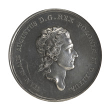 Crown trial thaler, Stanislaw August Poniatowski (King of Poland; 1764–1795). Engraver: Johann