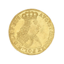 Gdansk ducat, August III Sas (King of Poland; 1733–1763). Obverse: Crowned bust of August III,