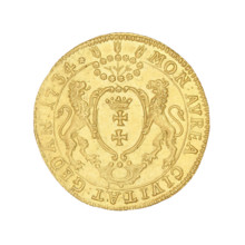 Gdansk ducat, August III Sas (King of Poland; 1733–1763). Obverse: Crowned bust of August III,