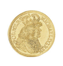 Gdansk ducat by Daniel Lesse (1656–1685), 1673. Obverse: crowned bust in right profile wearing the