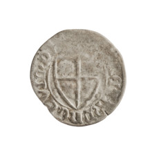Teutonic szelag, Michal Küchmeister (Grand Master; 1414–1422). Obverse: monastic shield of the