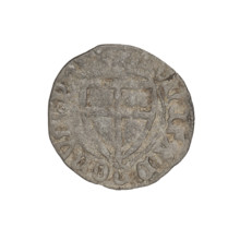 Teutonic szelag, Michal Küchmeister (Grand Master; 1414–1422). Obverse: monastic shield of the
