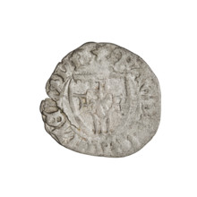 Teutonic szelag, Michal Küchmeister (Grand Master; 1414–1422). Obverse: monastic shield of the