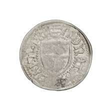 Teutonic szelag, Henryk Reffle von Richtenberg (Grand Master; 1470–1477). Obverse: Teutonic