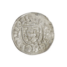 Teutonic szelag, Henryk Reffle von Richtenberg (Grand Master; 1470–1477). Obverse: Teutonic shield