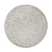 Lithuanian grosz, Sigismund I the Old (King of Poland; 1506–1548), R2 (rarity). Obverse: Polish