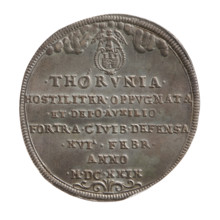 Torun siege medal thaler, Sigismund III Vasa (King of Poland; 1587–1632), medal thaler, Torun