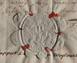 Oval seal impression of the town of Blonie, Masovian Voivodeship. Decorative shield with the