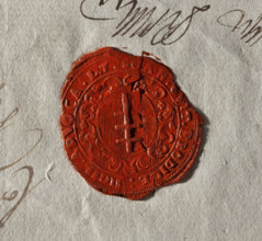 Oval wax impression of the seal of the town of Brody. On a decorative oval shield is the Pilawa