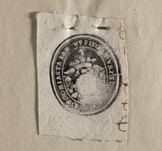 Oval print of the seal of Janów. In the oval cartouche, the Jelita coat of arms with a jewel above