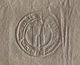 Round seal impression of the city of Kazimierz Dolny. On a crescent with illuminated stars at the