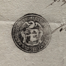 city seal of the town of Kutno; round ink print of the seal of the town of Kutno. In the cartouche