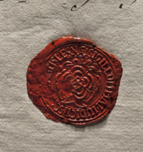 Round imprint of the lay judge-mayor seal of the town of Leszno. In the central part — a rose