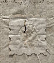 Round seal impression of the town of Ozarów, Sandomierz Voivodeship; city seal of Ozarów with coat