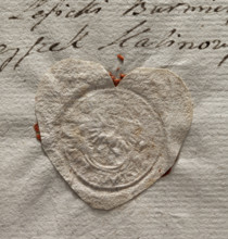 Round imprint of the municipal seal of Polaniec, Poland (1778). Depicts a royal eagle standing,