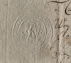 Oval dry impression of the city seal of Solca (Solec, Lesser Poland Voivodeship), impressed on a