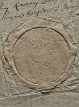 Round seal of the General Crown Confederation. The crowned eagle holds a scepter and a sword.