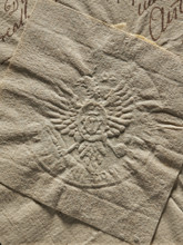 Seal of the Confederation of the Kraków Voivodeship. Round impression of the seal: a crowned eagle