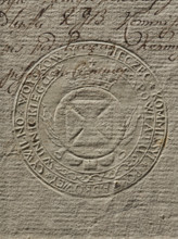 Seal of the Civil-Military Order Commission of Braclaw County. Round seal impression of the
