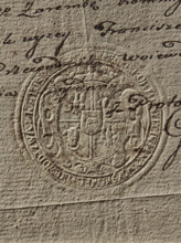 Round seal impression of the Civil-Military Order Commission of the Kalisz Voivodeship. Oval