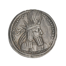 drachma, Bahram I (ruler of Persia; 271–274), bust, Iran, Persia, Sassanid Kingdom, korymbos,