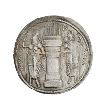 drachma, Bahram I (ruler of Persia; 271–274), busts, Iran, Persia, Sassanid Kingdom, korymbos,