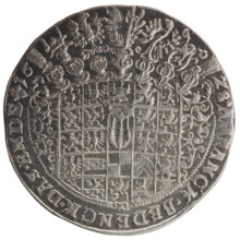 Thaler, coats of arms, male bust in armour, George William Hohenzollern (Elector of Brandenburg;