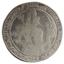 Thaler, ca. 1630, obverse: Male torso facing right in collar and decorative armour girded with a