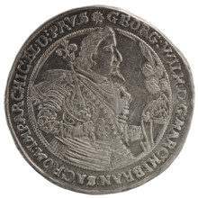 Thaler, obverse: torso facing right in collar and decorative armor girded with a sash, sceptre in