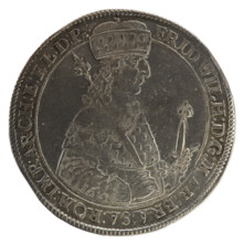 Thaler, ca. 1641. Obverse: torso in mitre and electoral mantle turned right, sceptre in right hand,
