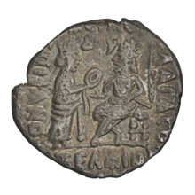 Tetradrachm of Vologases IV (king of the Parthians; reign 147–191). Obverse: diademed head of