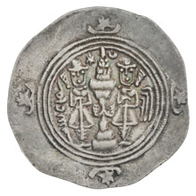 drachma, Kavadh I (ruler of Persia; 488–496 and 498–531), busts, wings, altars, crowns, Iran,