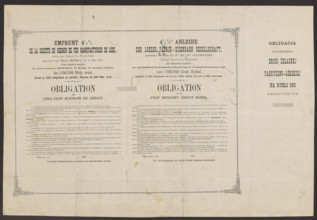 Bond of the Fabryczno-Lódz Iron Road Company, Loan Bond No. 000014, 1/2% for 500 rubles. Text in
