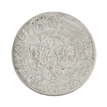 Obverse: In the rim a male bust in armor and a wig turned to the right, separating the inscription
