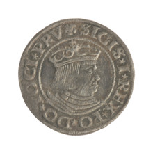 Gdansk grosz, Sigismund I the Old (King of Poland; 1506–1548). Polish coin, Jagiellon dynasty.