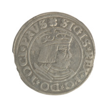Gdansk grosz, Sigismund I the Old (King of Poland; 1506–1548). Obv.: Crowned male bust in profile