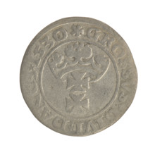 Gdansk grosz, Sigismund I the Old (King of Poland; 1506–1548). Obverse: Crowned male bust in