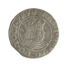 Gdansk grosz, Sigismund I the Old (King of Poland; 1506–1548). Polish coin of the Jagiellon dynasty