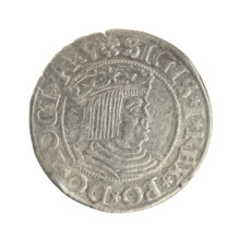 Gdansk grosz, Sigismund I the Old (King of Poland; 1506–1548). Polish coin, Jagiellon dynasty.