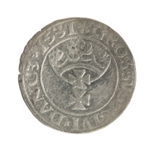 Gdansk grosz, Sigismund I the Old (King of Poland; 1506–1548). Polish coin (1531). Obverse: Crowned