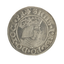 Gdansk grosz, Sigismund I the Old (King of Poland; 1506–1548). Polish coin, Jagiellon dynasty.