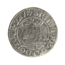 Gdansk grosz, Sigismund I the Old (King of Poland; 1506–1548). Polish coin, Jagiellon dynasty.