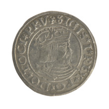 Gdansk grosz, Sigismund I the Old (King of Poland; 1506–1548). Polish coin, Jagiellon dynasty.