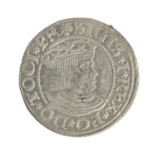 Gdansk grosz, Sigismund I the Old (King of Poland; 1506–1548). Polish coin, Jagiellon dynasty.