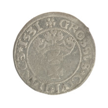 Gdansk grosz, Sigismund I the Old (King of Poland; 1506–1548). Polish coin (1531) of the Jagiellon