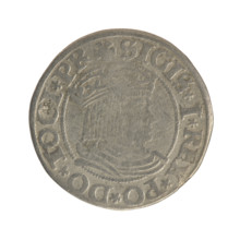 Gdansk grosz, Sigismund I the Old (King of Poland; 1506–1548). Polish coin, Jagiellon dynasty.