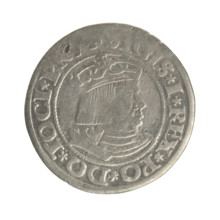 Gdansk grosz, Sigismund I the Old (King of Poland; 1506–1548). Polish coin, Jagiellon dynasty.
