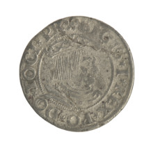 Gdansk grosz, Sigismund I the Old (King of Poland; 1506–1548). Silver coin, 1531. Obverse: Crowned