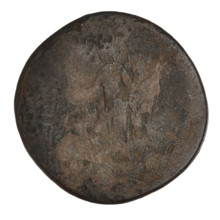Sestertius of Trajan (reigned 98–117). Obverse: head of Trajan in laurel wreath facing right with